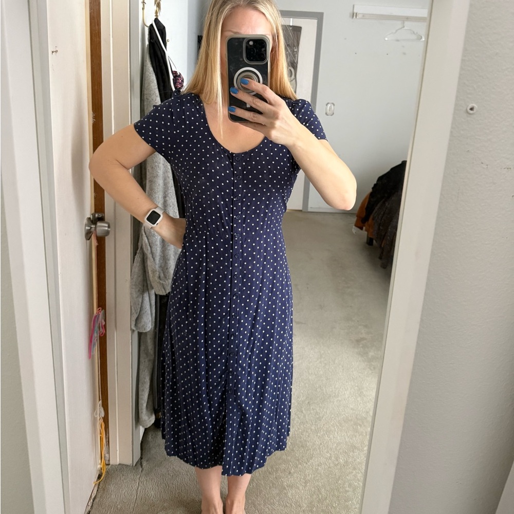 Old Navy Navy Blue Dress with White Dots